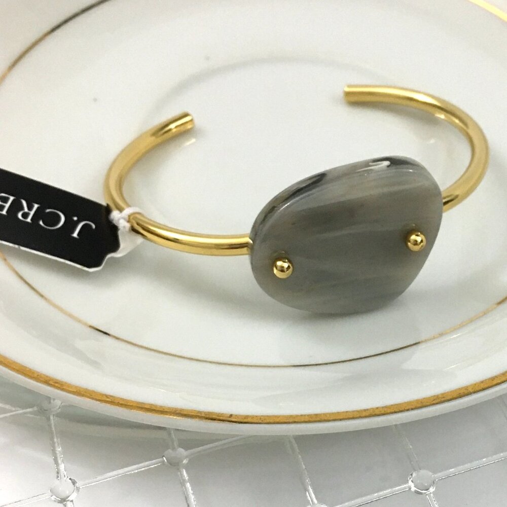 NEW! J.Crew Acetate Stone Open Cuff Bangle Distant Grey - OS